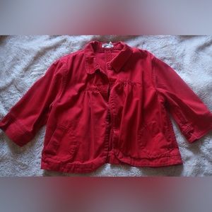 Red cropped pea coat 3/4 sleeve